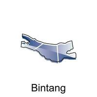 mapa cidade do Bintang vetor Projeto modelo, nacional fronteiras e importante cidades ilustração