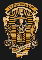 lendário emblema do rei egípcio vintage, design retro do emblema vetor