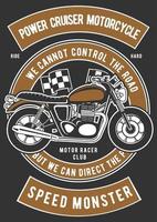 emblema vintage power cruiser motocicleta, design retrô emblema vetor