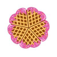 waffles dentro a forma do uma coração com morangos Rosa Esmalte isolado em branco fundo. vetor