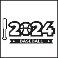 2024 texto ilustração vetor Projeto com beisebol e bastão. adequado para ícones, logotipos, cartazes, sites, camiseta desenhos, adesivos, conceitos, anúncios, papeis de parede