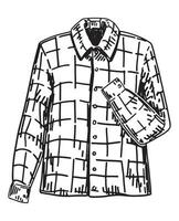 rabisco do xadrez camisa. esboço desenhando do frio estação roupas. mão desenhado vetor ilustração. solteiro clipart isolado em branco fundo.