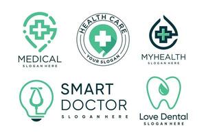 conjunto do cuidados de saúde logotipo Projeto elemento vetor ícone com criativo idéia