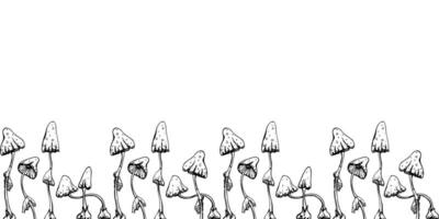 mão desenhado tinta vetor venenoso cogumelo cogumelo fungos. esboço ilustração arte dia das Bruxas festa feitiçaria, floresta natureza. isolado desatado bandeira. Projeto lojas, logotipo, imprimir, local na rede Internet, cartão, livreto