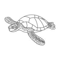 mão desenhado desenho animado vetor ilustração mar tartaruga natação ícone isolado em branco fundo