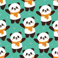 desatado padronizar desenho animado panda. fofa animal papel de parede para têxtil, presente embrulho papel vetor