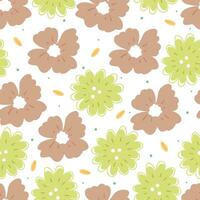 desatado padronizar desenho animado flor e folhas. botânico papel de parede para têxtil, presente embrulho papel vetor
