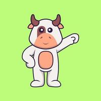 herói bonito da vaca. conceito de desenho animado animal isolado. pode ser usado para t-shirt, cartão de felicitações, cartão de convite ou mascote. estilo cartoon plana vetor