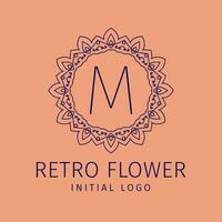 carta m retro flor inicial vetor logotipo Projeto