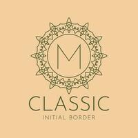 carta m clássico circular fronteira vetor logotipo Projeto