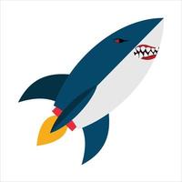 mascote de tubarão-foguete zangado vetor