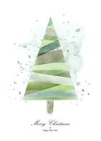 Natal árvore Projeto com verde aguarela em branco fundo vetor