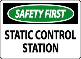 segurança primeiro placa estático ao controle estação vetor