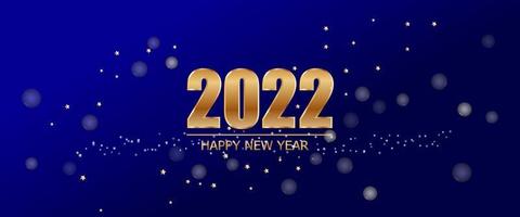 2022 ano novo em fundo azul com texto de luxo ouro e estrela de vetor.