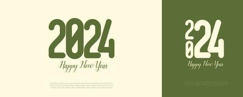 feliz Novo ano 2024. festivo realista decoração. comemoro 2024 festa em uma verde fundo vetor