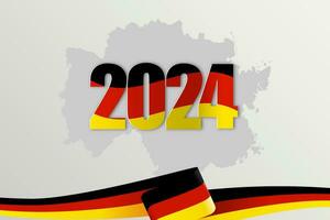 feliz Novo ano 2024. festivo realista decoração. comemoro 2024 festa em alemão país bandeira e mapas. vetor