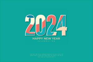 feliz Novo ano 2024 celebração com único número para poster e calendário. vetor