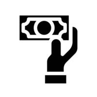 mandar dinheiro sólido ícone. humano mão segurando dólar conta significado transferir dinheiro. esboço Forma de pagamento símbolo para conectados Móvel bancário do finança conceito. vetor ilustração Projeto em branco fundo. eps10