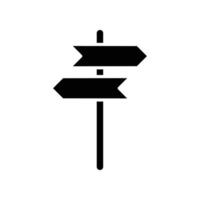 placa de sinalização, guia direção glifo ícone. simples elemento navegação ponteiro cruzamento, direcional Setas; flechas símbolo, seta estrada, cruzamento placa. vetor ilustração. Projeto em branco fundo. eps 10