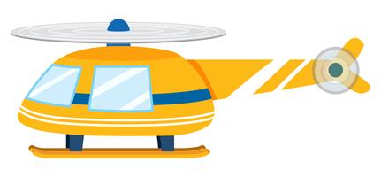 Um helicóptero amarelo no fundo branco