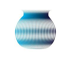 uma azul vaso com uma pontilhado padronizar em isto, uma azul e Rosa redemoinho logotipo, uma circular ponto padronizar com azul e Rosa cores, ponto cmyk Preto gradiente símbolo logótipo circular forma espiral meio-tom círculo vetor