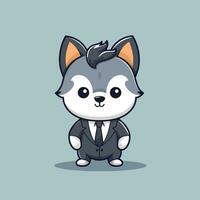 fofa Lobo homem de negocios desenho animado mascote personagem vetor ilustração