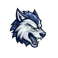 Lobo cabeça mascote logotipo. vetor ilustração do Lobo cabeça mascote isolado em branco fundo.