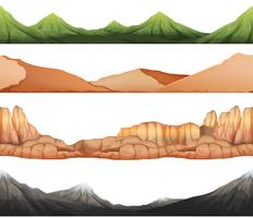 Plano de fundo sem emenda com diferentes pontos de vista das montanhas vetor