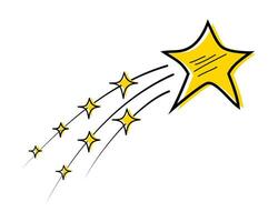 vôo Estrela símbolo em mão desenhado estilo. rabisco ícone estrela. isolado em branco fundo. vetor ilustração