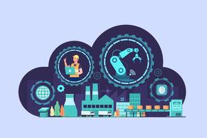 infográfico de controle de sistema de tecnologia da indústria 4.0 vetor