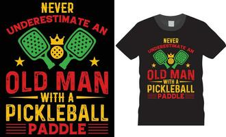 design de camiseta de pickleball vetor