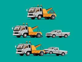 conjunto de carro de reboque, camionagem, ilustração vetorial de transporte automotivo vetor