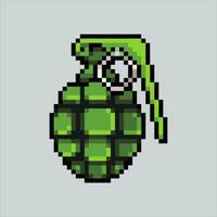 pixel arte granada. pixelizada granada. Grenade arma ícones fundo pixelizada para a pixel arte jogos e ícone para local na rede Internet e vídeo jogo. velho escola retrô. vetor