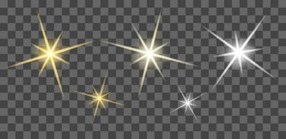 ouro estrelas, brilhos, cintilar em transparente fundo, festivo brilhante fundo, papel de parede, para Natal e Novo ano, vetor ilustração dentro eps10 formato