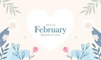 fevereiro mês do amor com flores fundo vetor