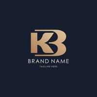 carta k b logotipo simples monograma inicial criativo linhas ldesign luxo dourado estilo vetor
