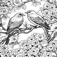 desenhos pássaros tradicional japonês tecido padronizar vetor