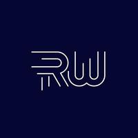 logotipo de letras rw, vetor de linha