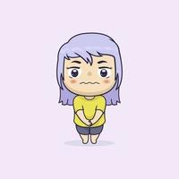 personagem de menina chibi fofa e kawaii vetor