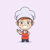 ilustração de chef kawaii e chibi fofo vetor