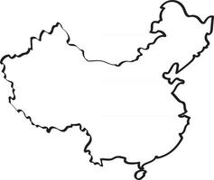 esboço de mapa da China à mão livre em fundo branco vetor