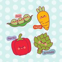 plano Projeto vetor fofa colorida kawaii vegetariano vegetal mão desenhado ilustração coleção conjunto