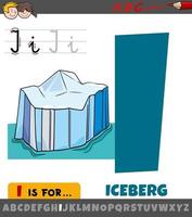 planilha letra i com objeto de desenho animado iceberg vetor