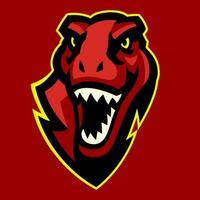 agressivo vermelho t-rex cabeça mascote logotipo Projeto vetor