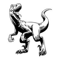 rugindo raptor ilustração dentro Preto e branco vetor