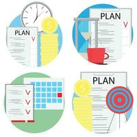planejamento e gestão do o negócio conjunto ícones. plano tempo, lista de controle marcador, gestão e agendar, vetor ilustração