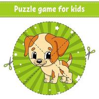 jogo de puzzle para crianças. planilha de desenvolvimento de educação. jogo de aprendizagem para crianças. página de atividades. para criança. enigma para a pré-escola. ilustração em vetor plana simples simples no estilo bonito dos desenhos animados.