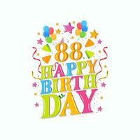 88 anos feliz aniversário logotipo com balões, vetor ilustração 88º aniversário celebração Projeto