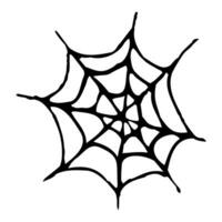 vetor rabisco teia de aranha, aranha rede ícone. Projeto elemento para dia das Bruxas. simpl linha arte ilustração.