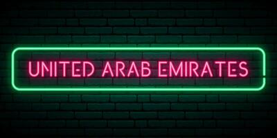 Unidos árabe Emirados néon tabuleta. vetor